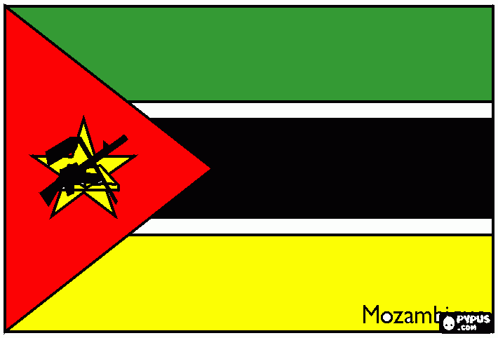 Bandeira Moçambique- Geografia para colorir e imprimir