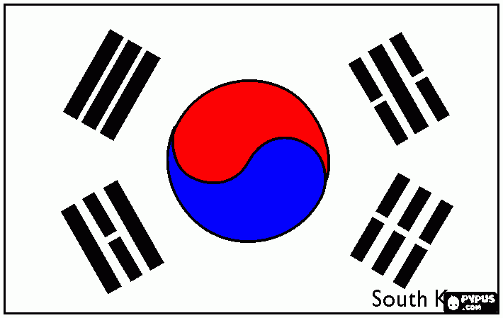 bandera  da coreia do sul para colorir e imprimir