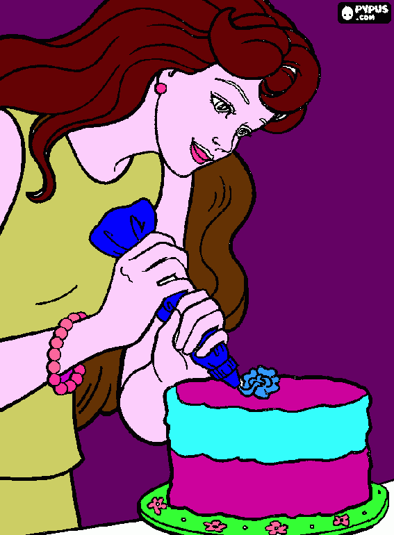 barbie   enfeita  o   bolo para colorir e imprimir