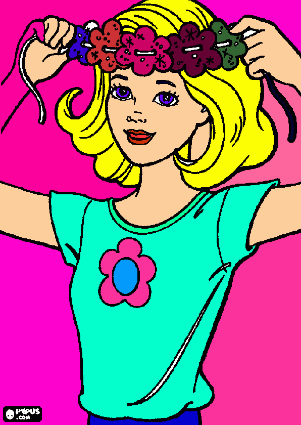  barbie com coroa DE FLORES para colorir e imprimir