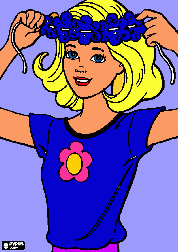 barbie com sua camiseta para colorir e imprimir
