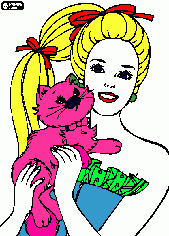 barbie e sua gatinha para colorir e imprimir