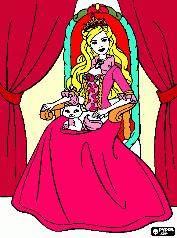 barbie em trono real para colorir e imprimir