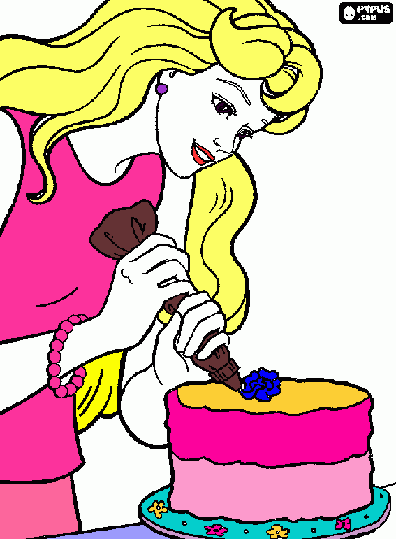 barbie pasteleira para colorir e imprimir