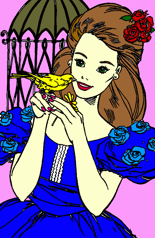 barbie vestido azul para colorir e imprimir