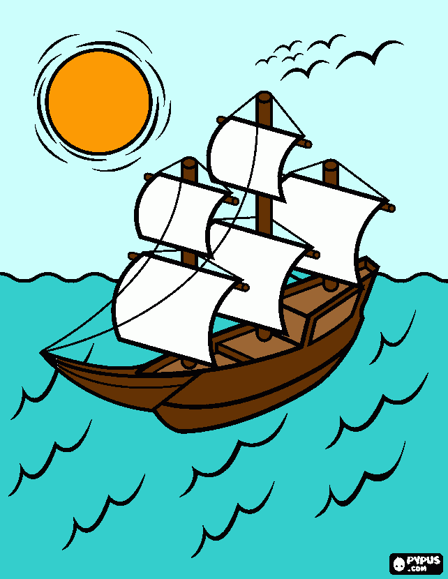 BARCO COLORIDO BRANCO para colorir e imprimir