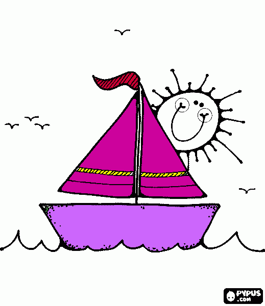 barco menina para colorir e imprimir