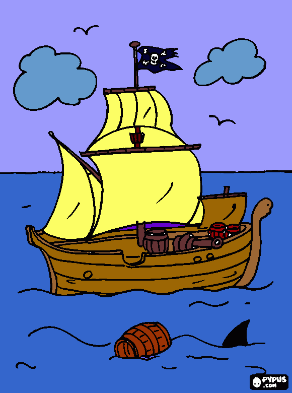 barco pirata mesa para colorir e imprimir