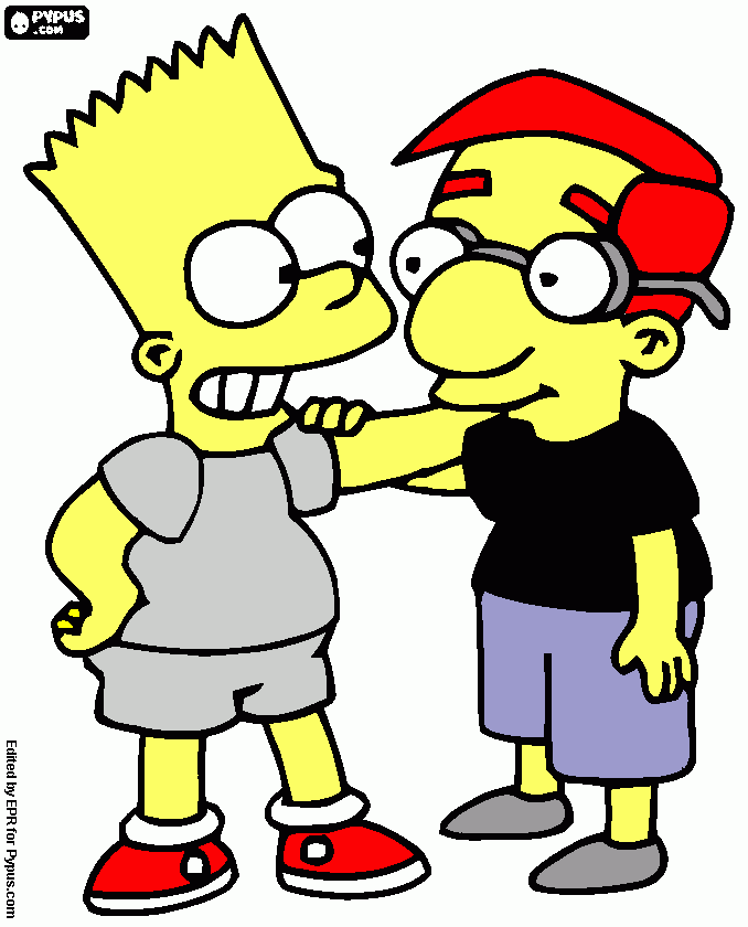 bart e milhouse simpons 26 anos fox para colorir e imprimir