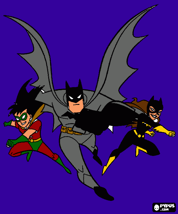 batmam correndocomseusdoisamigos robin batigilr para colorir e imprimir