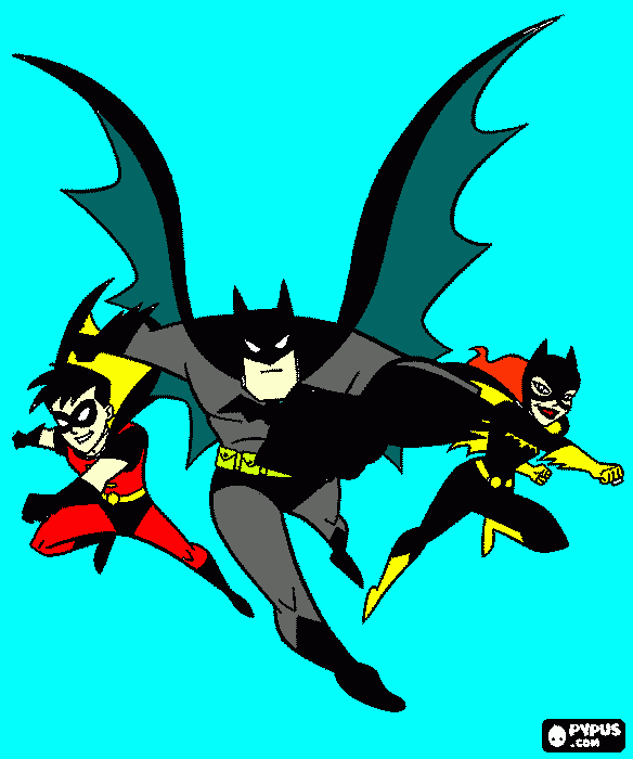 Batman Robin e Batgirl para colorir e imprimir