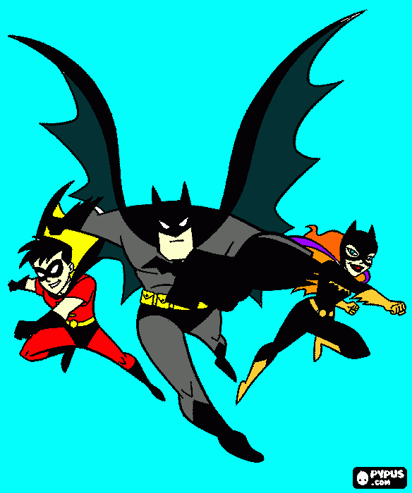Batman,Robin e Batgirl. para colorir e imprimir