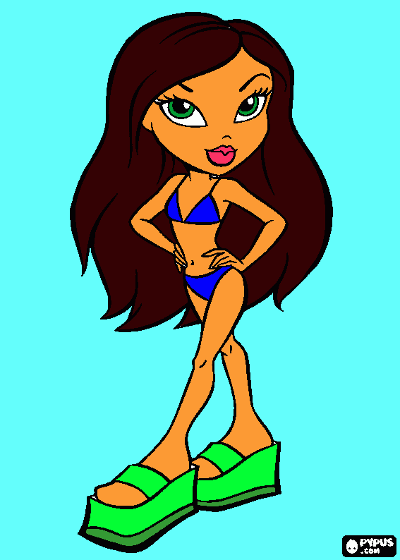 beach girl para colorir e imprimir