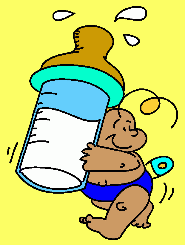 bebe ou nene com mamadeira ou biberao grande para colorir e imprimir