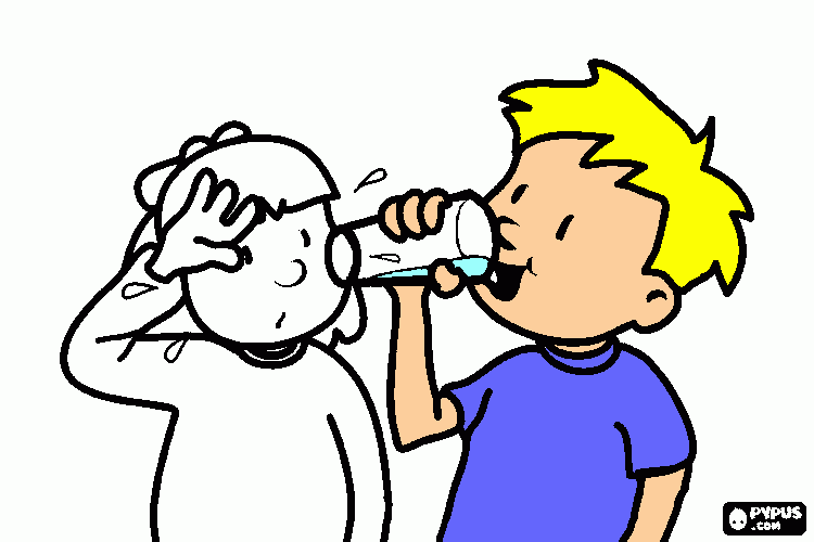 bebendo agua para colorir e imprimir