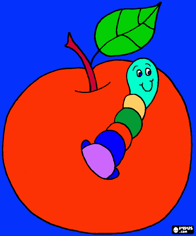 bichinho da maçã para colorir e imprimir