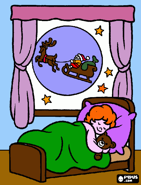 Bimba che dorme sognando natale para colorir e imprimir