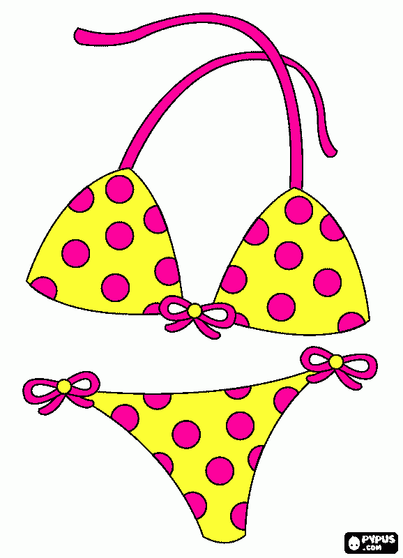 biquini amarelo para colorir e imprimir