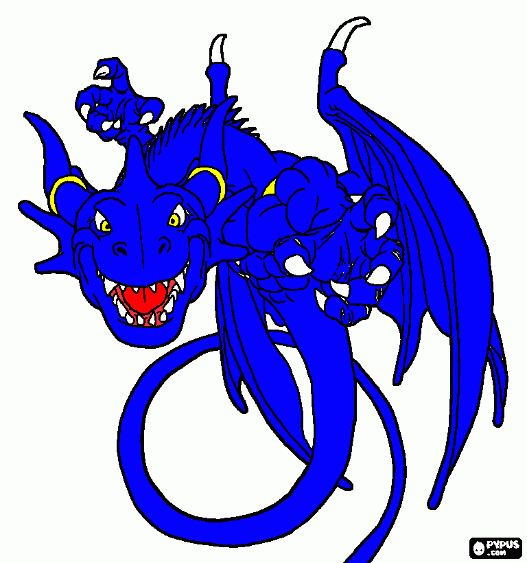 blue dragon para colorir e imprimir
