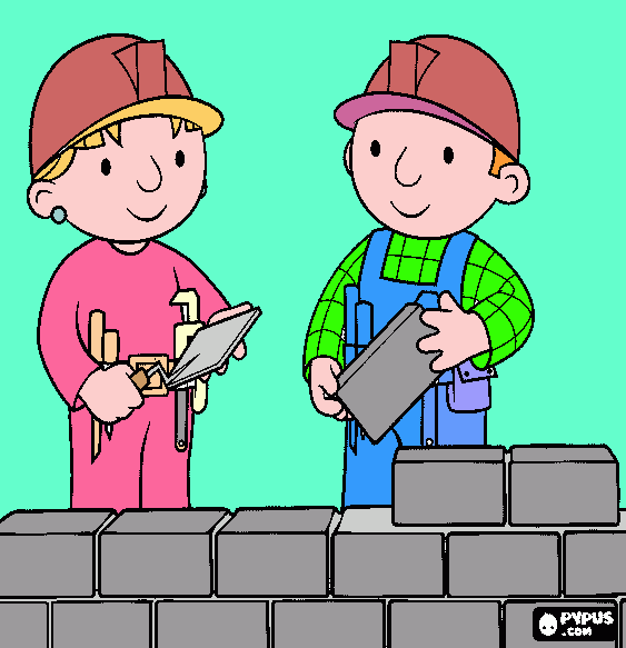 bob e wendy trabalhando de pedreiro para colorir e imprimir