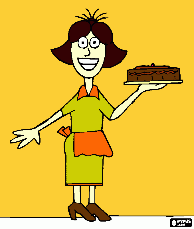 Boneca com bolo para colorir e imprimir