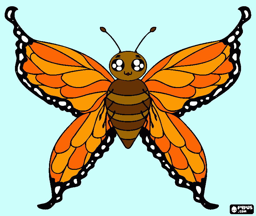 Borboleta laranja para colorir e imprimir