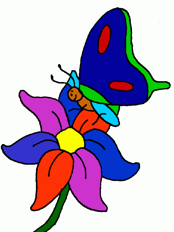 Borboleta pousada numa flor para colorir e imprimir