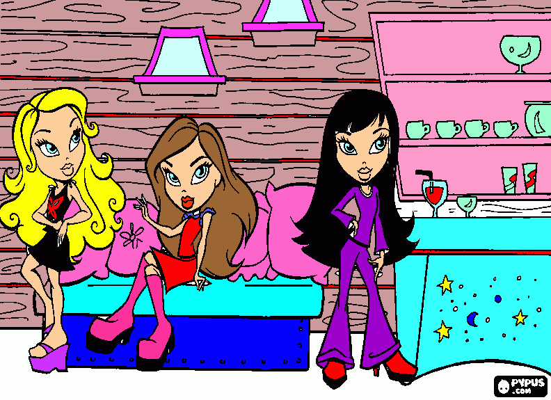 bratz festa do pijama para colorir e imprimir