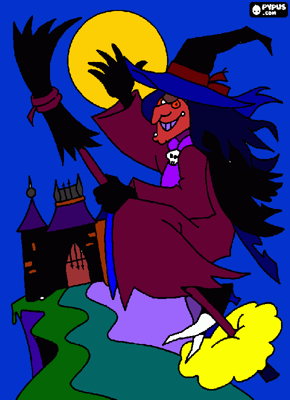 Bruxa pintada para colorir e imprimir