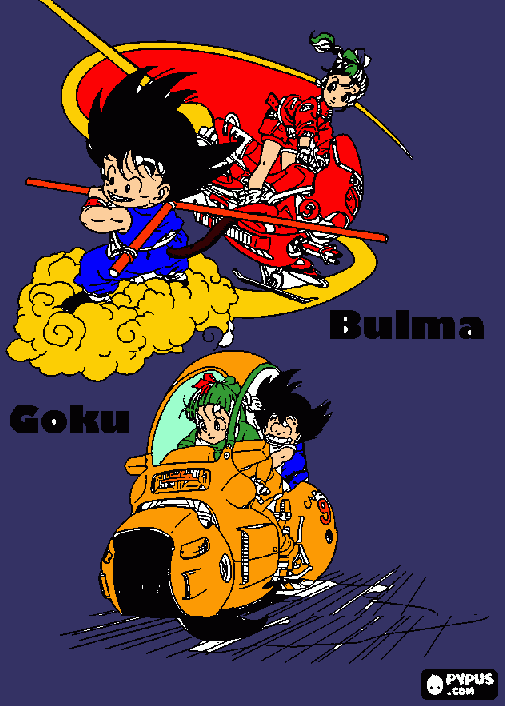 bulma,goku para colorir e imprimir