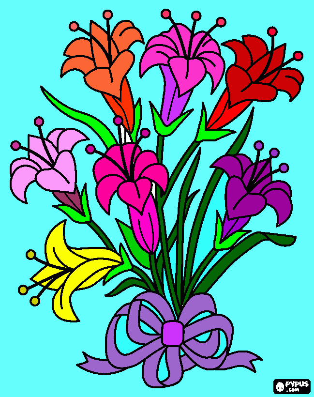 Buquê lírico para colorir e imprimir