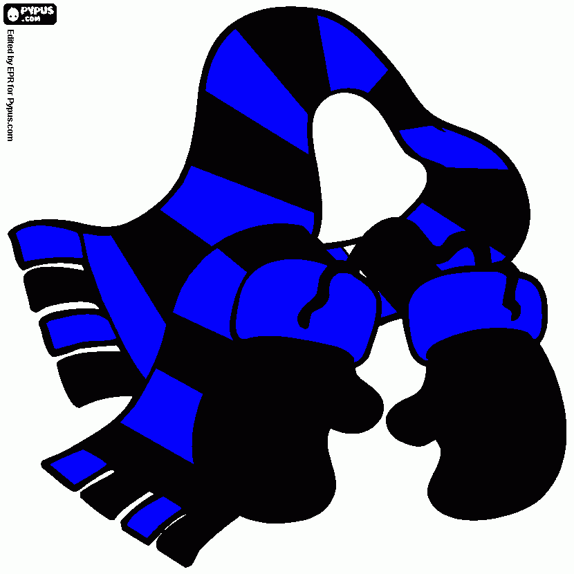 cachicol e luvas para colorir e imprimir