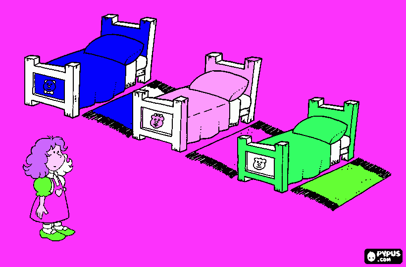 Cachinhos dourados e os tres ursos para colorir e imprimir