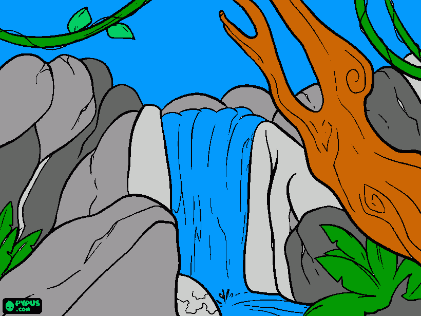 cachoeira e cipos... para colorir e imprimir