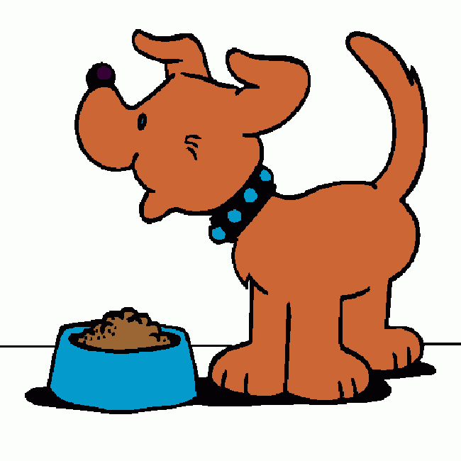 Cachorro com a ração para colorir e imprimir