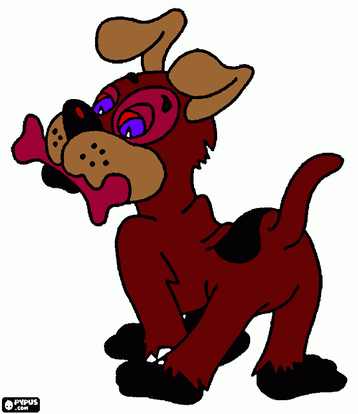 cachorro com osso na boca para colorir e imprimir