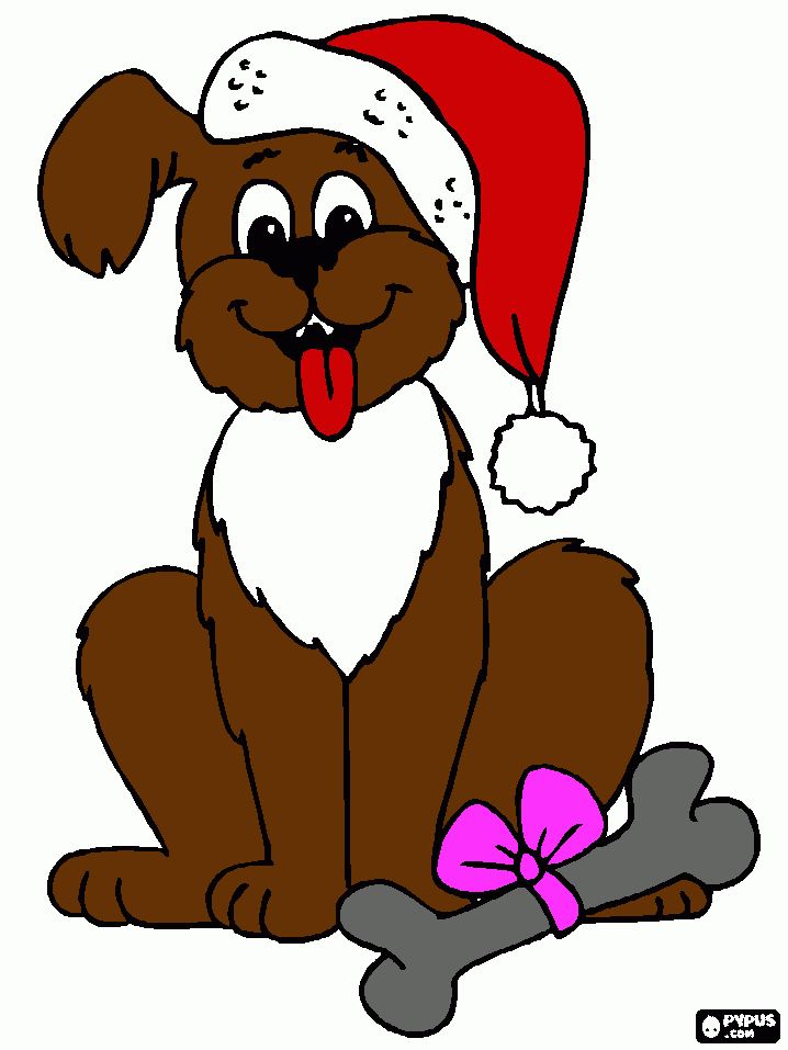 cachorro do papai noel para colorir e imprimir