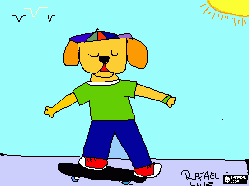 Cachorro Skatista para colorir e imprimir