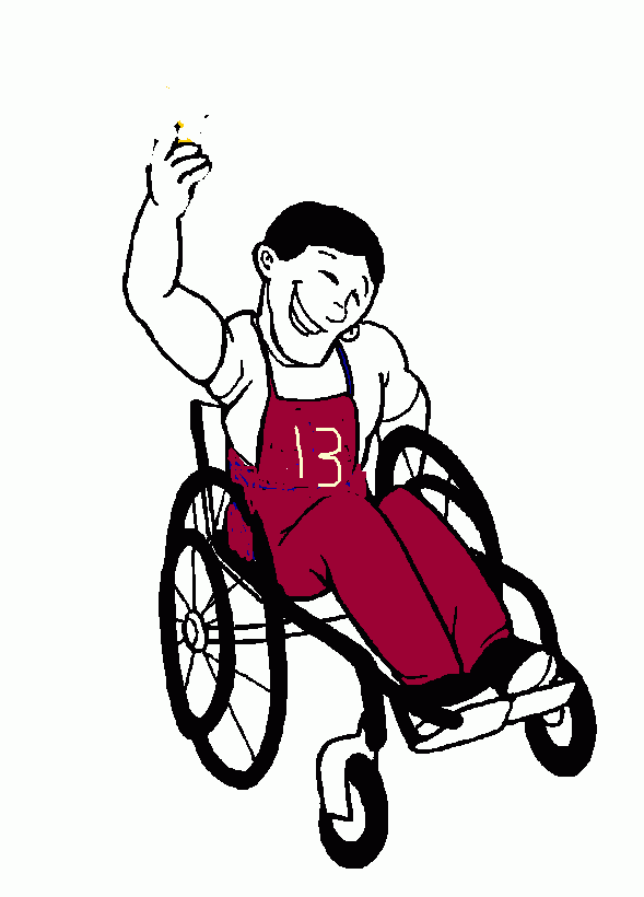Cadeirante vencedor para colorir e imprimir