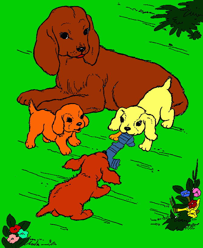 cadela e bebes para colorir e imprimir