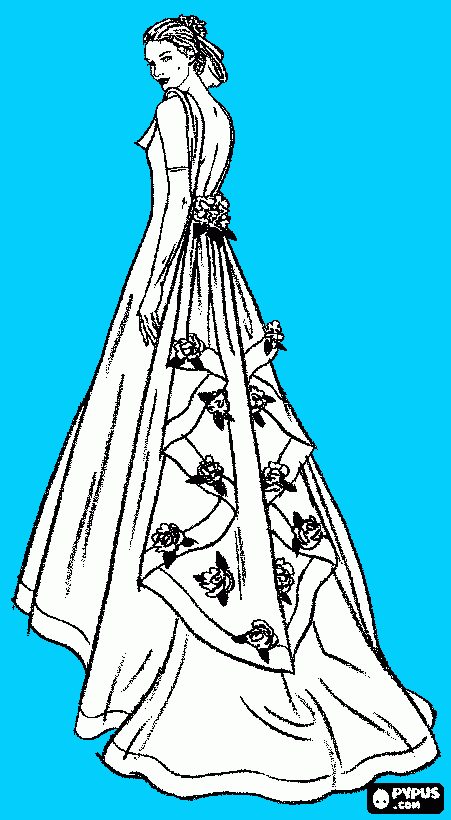 calda vestido de noiva para colorir e imprimir