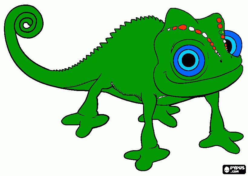 Camaleão verde para colorir e imprimir