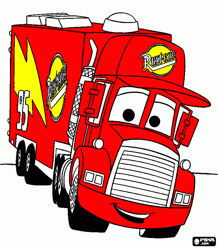 camiao do faisca macoin para colorir e imprimir