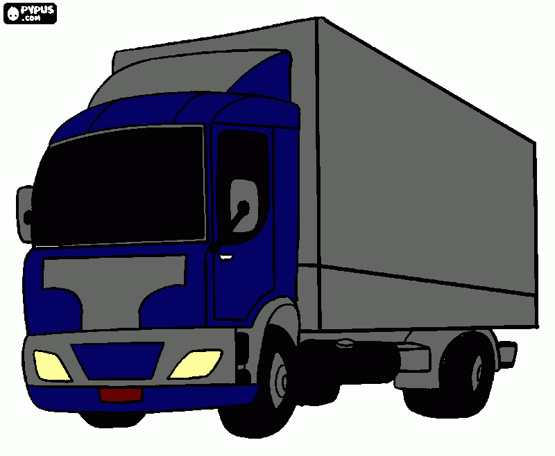 caminhao azul e cinza para colorir e imprimir