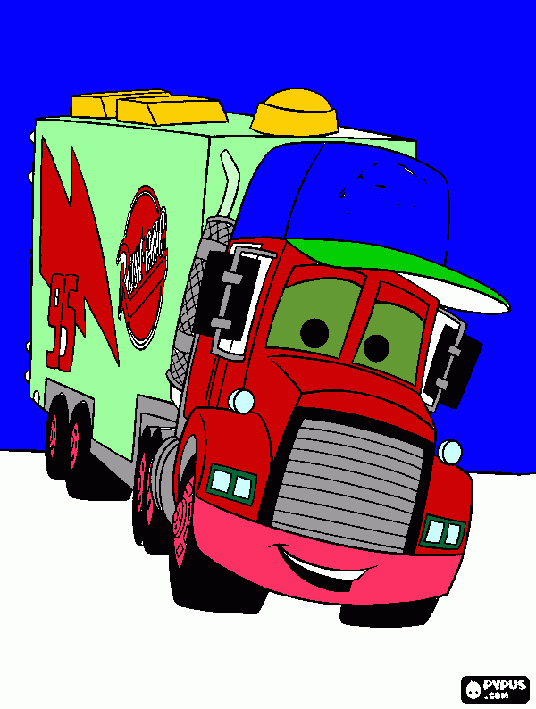 caminhao que transporta o carro relampago maquim para colorir e imprimir