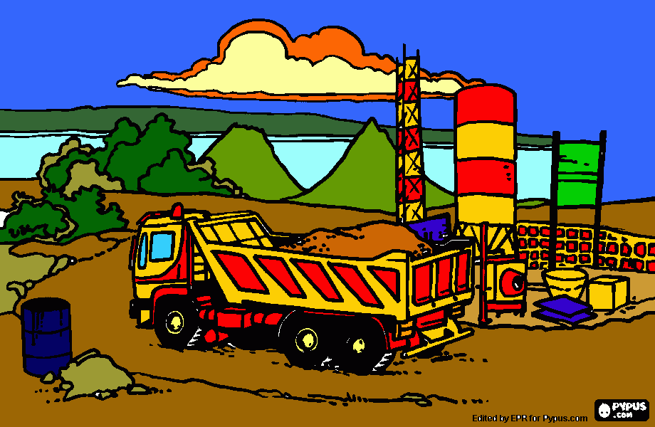 Caminhão de terra para colorir e imprimir