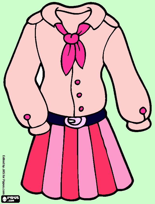 CAMISA E SAIA para colorir e imprimir