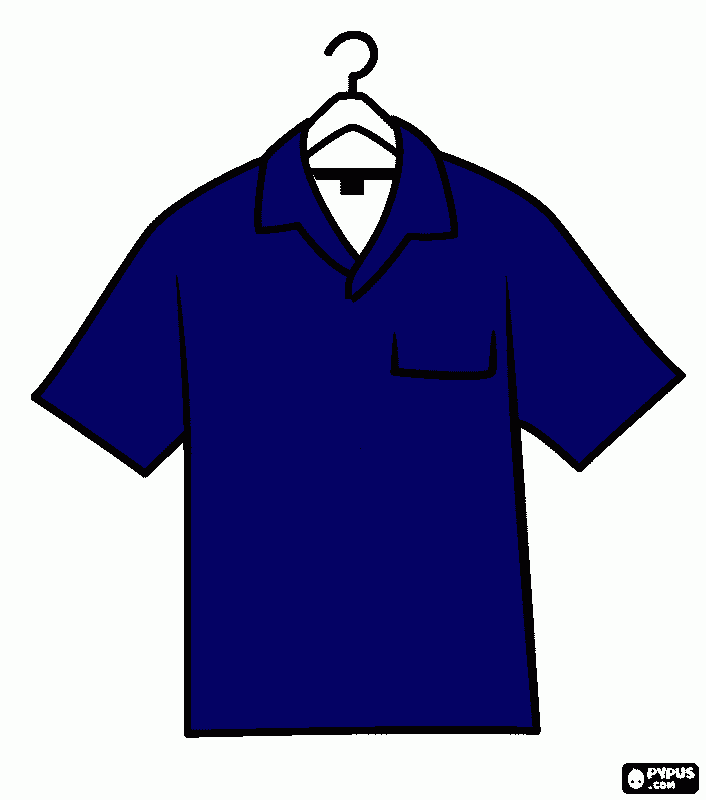 camisa polo azul frente para colorir e imprimir