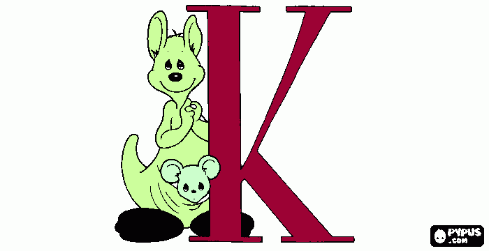 canguru com letra k para colorir e imprimir