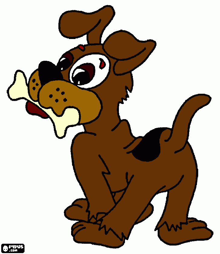 CAO MOSTRANDO BUNBUN  para colorir e imprimir